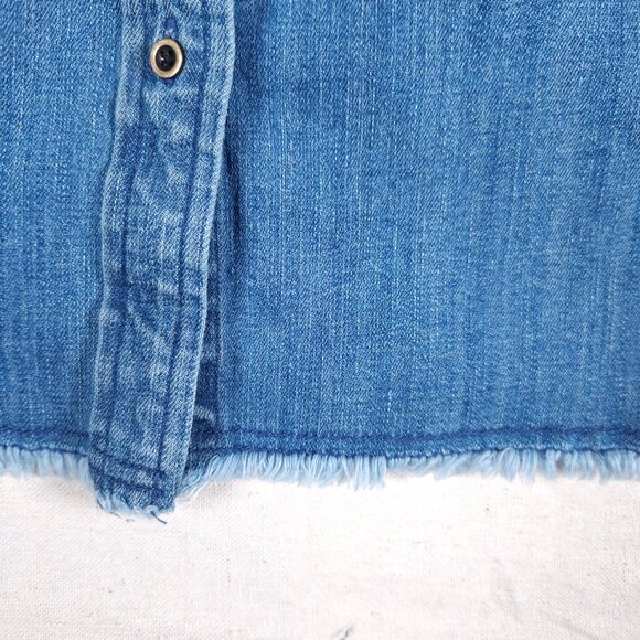 Natural Reflections Denim Shirt Dress Tunic Womens 16 Blue Raw Hem Boho Grunge - Picture 10 of 16